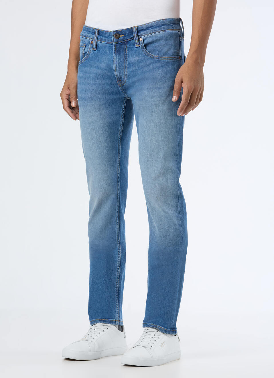 Men Blue Mid Rise Slim Fit Stretchable Jeans, , large image number 3