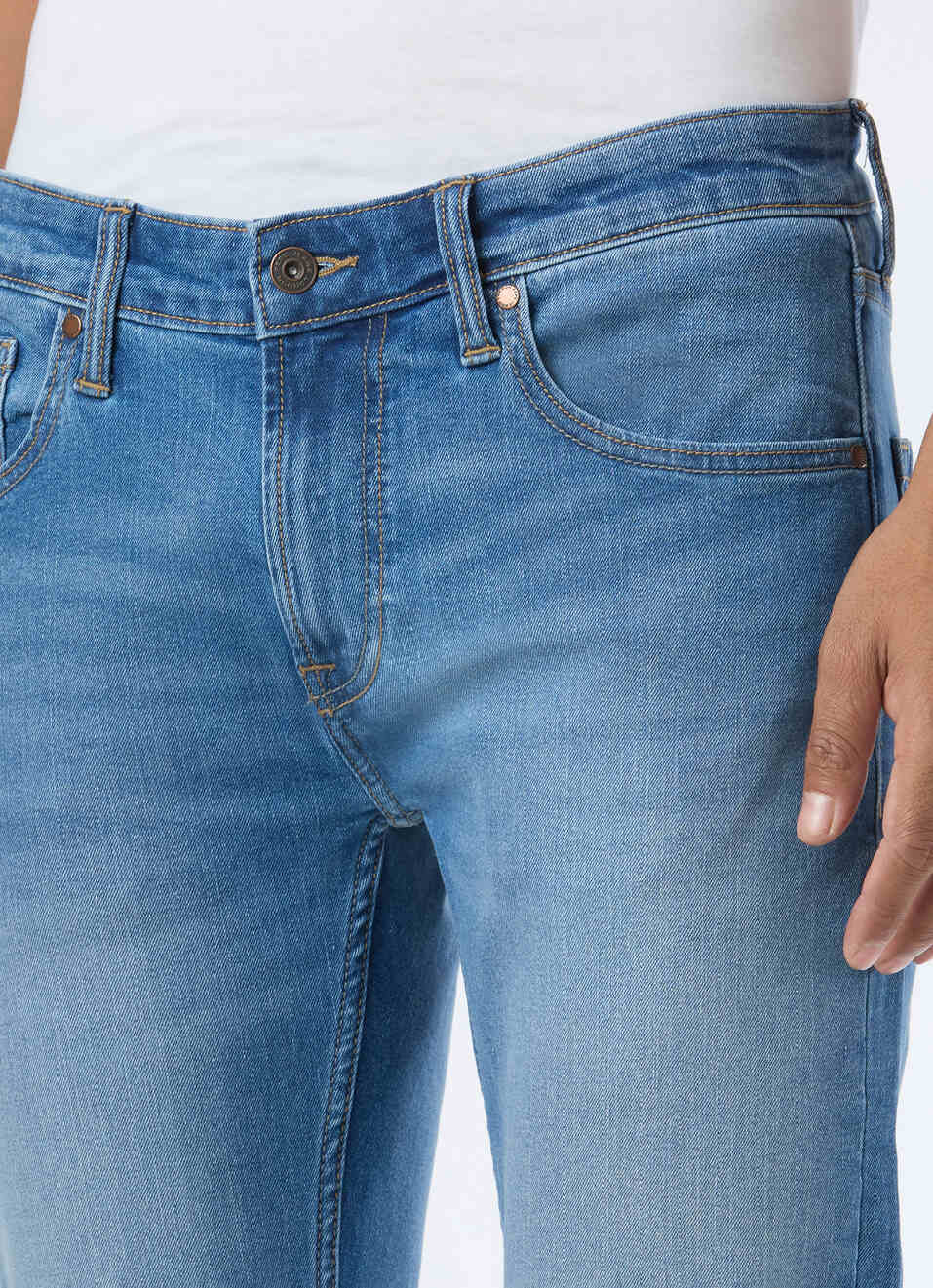 Men Blue Mid Rise Slim Fit Stretchable Jeans, , large image number 4