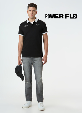 Men Grey Distressed Slim Fit Low Rise Powerflex Jeans