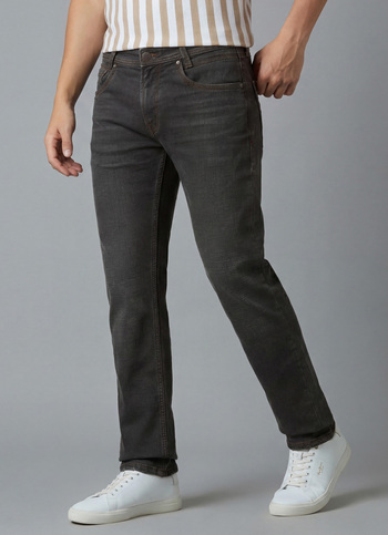 Men Graphite Grey Mid Rise Slim Fit Stretchable Jeans