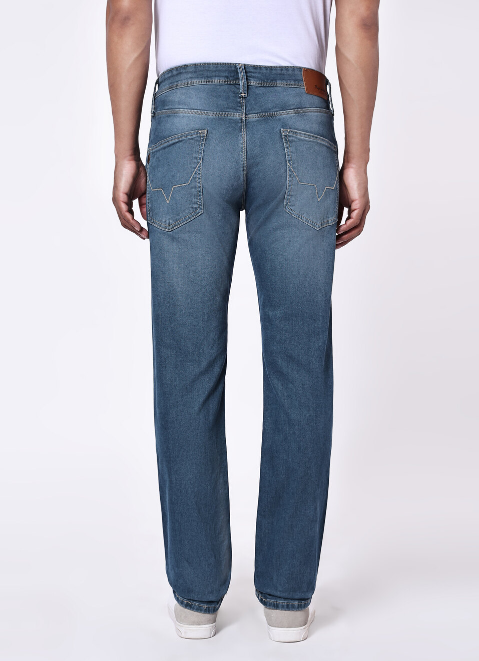 Men Blue Mid Rise Stretchable Straight Leg Jeans, , large image number 2