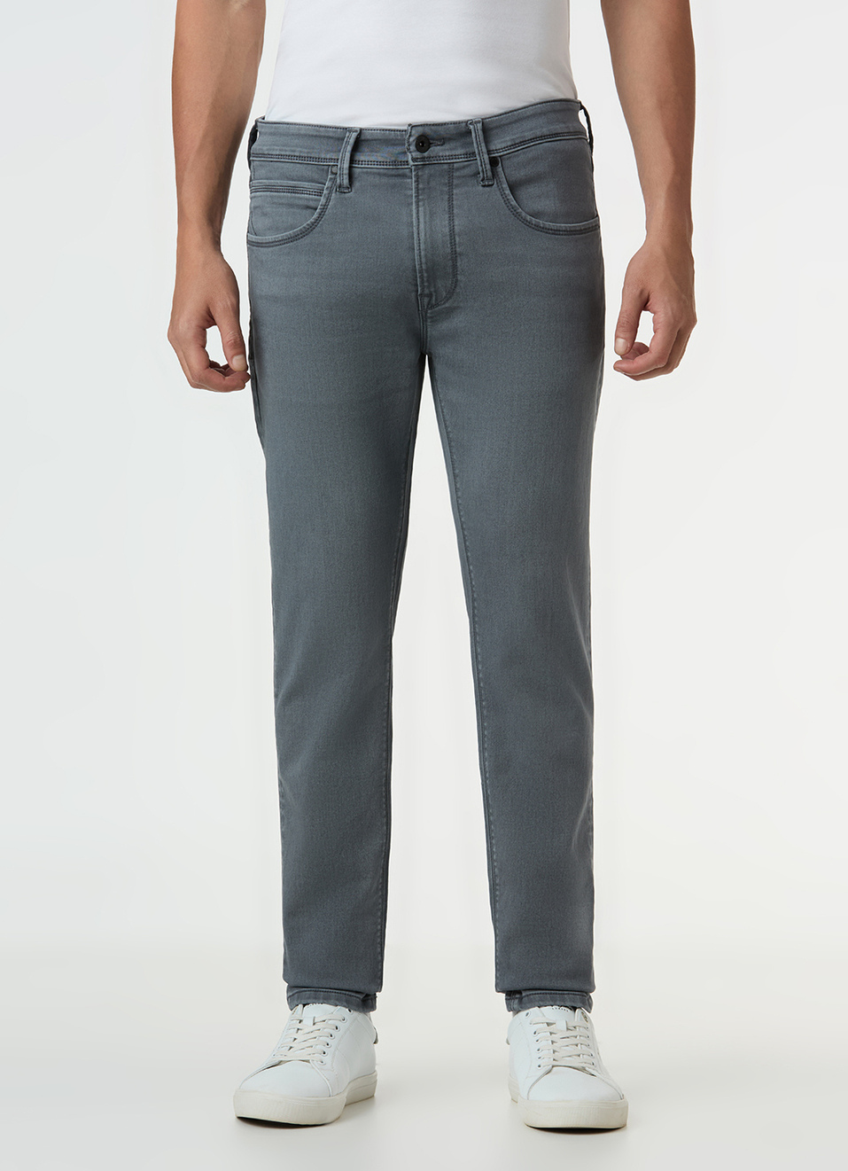 Men Grey Mid Rise Slim Fit Gymindigo Jeans, , large image number 1