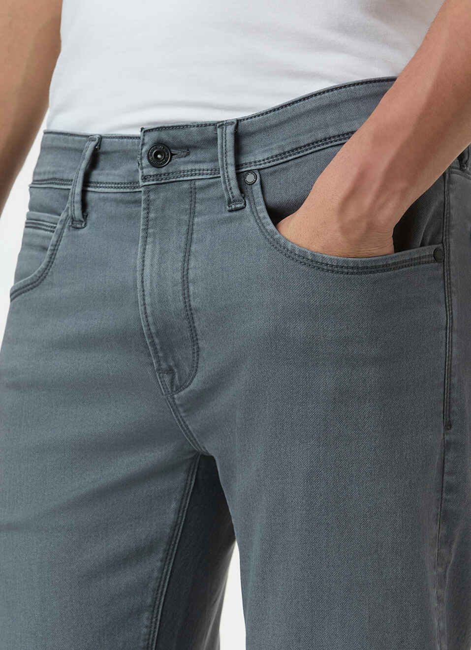 Men Grey Mid Rise Slim Fit Gymindigo Jeans, , large image number 2