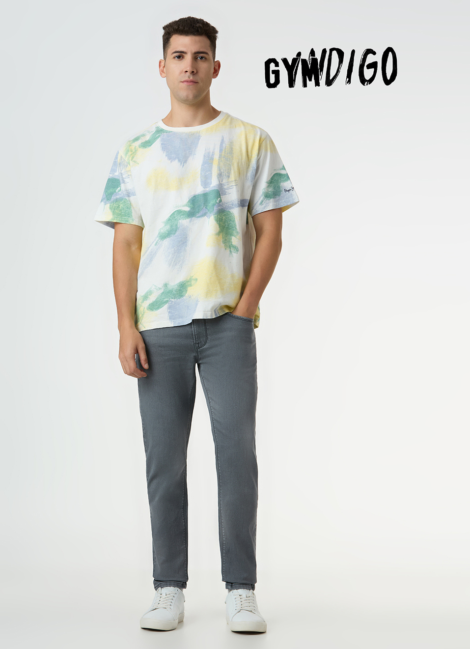 Men Grey Mid Rise Slim Fit Gymindigo Jeans, , large image number 3