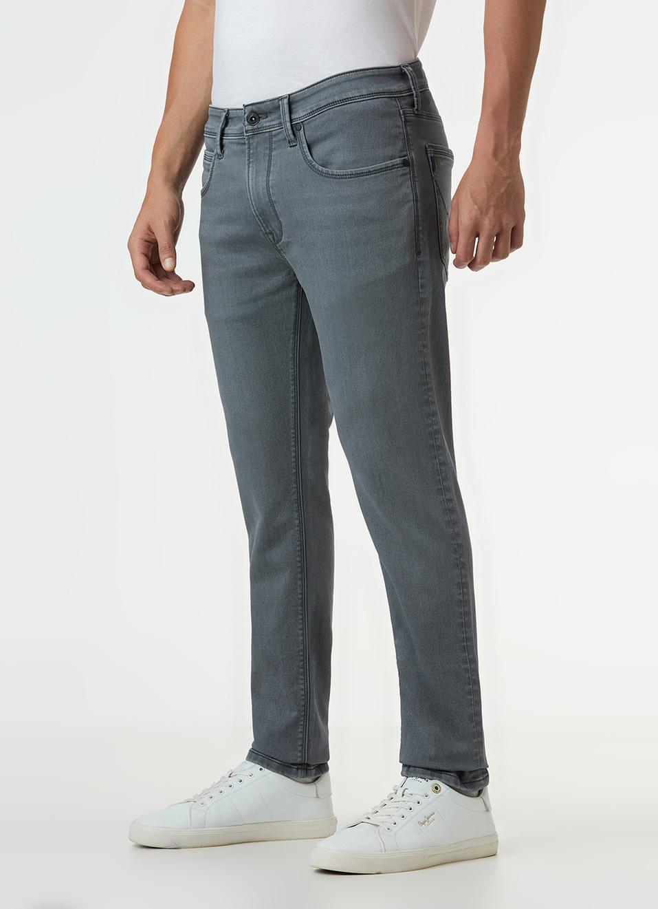 Men Grey Mid Rise Slim Fit Gymindigo Jeans, , large image number 6