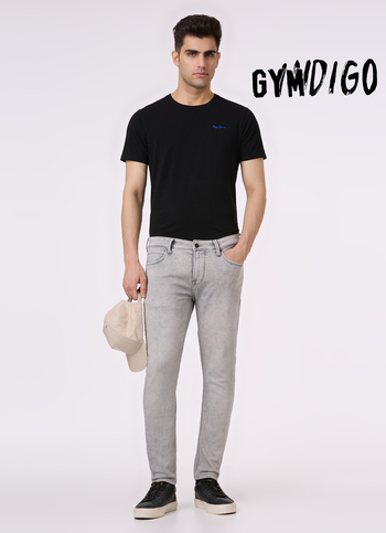 Men Grey Skinny Fit Ankle-length Gymindigo Jeans