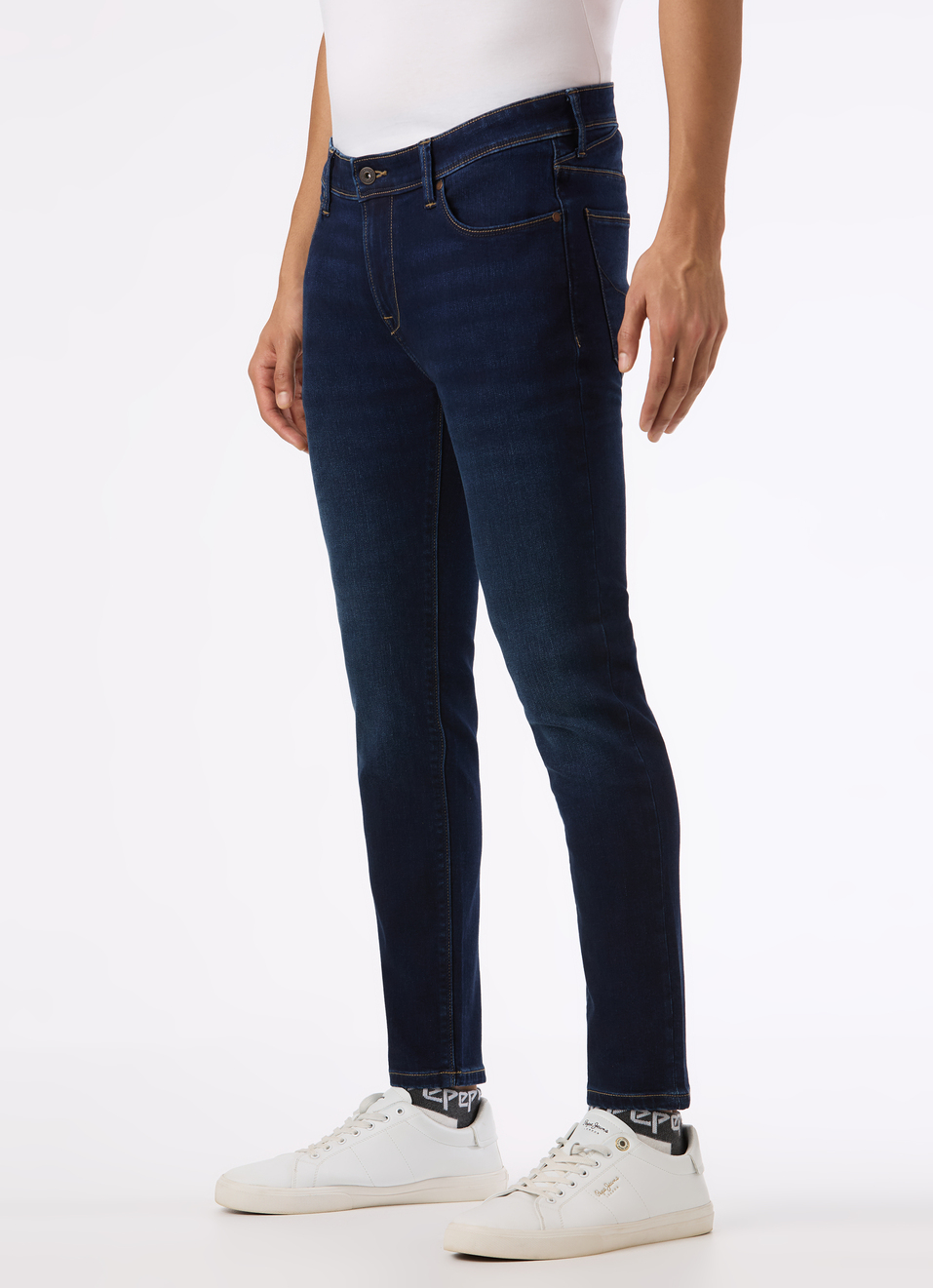 Men Black Mid Rise Skinny Fit Powerflex Jeans, , large image number 3