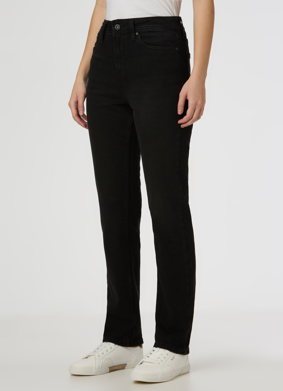 Women Black High Rise Straight Fit Stretchable Jeans, , large image number 3