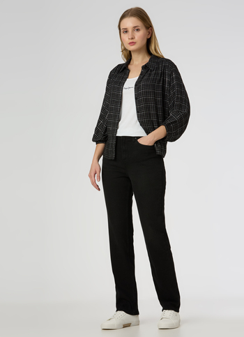 Women Black High Rise Straight Fit Stretchable Jeans