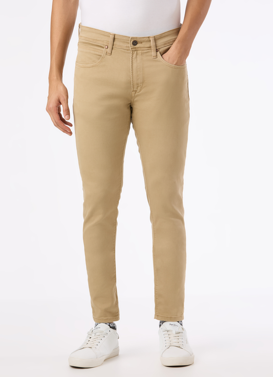 Men Khaki Mid Rise Slim Fit Gymindigo Jeans, , large image number 1