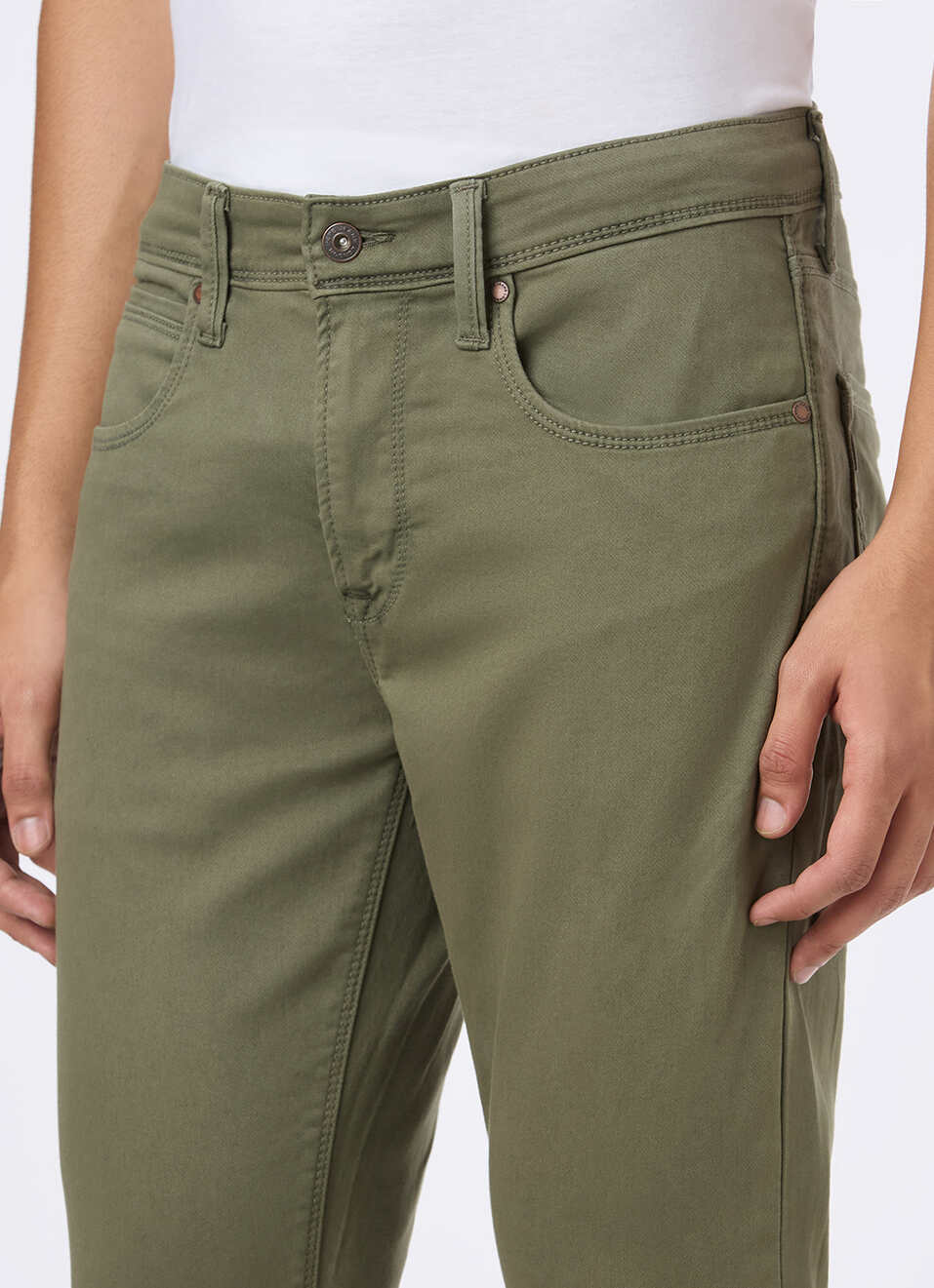 Men Olive Mid Rise Slim Fit Gymindigo Jeans, , large image number 4