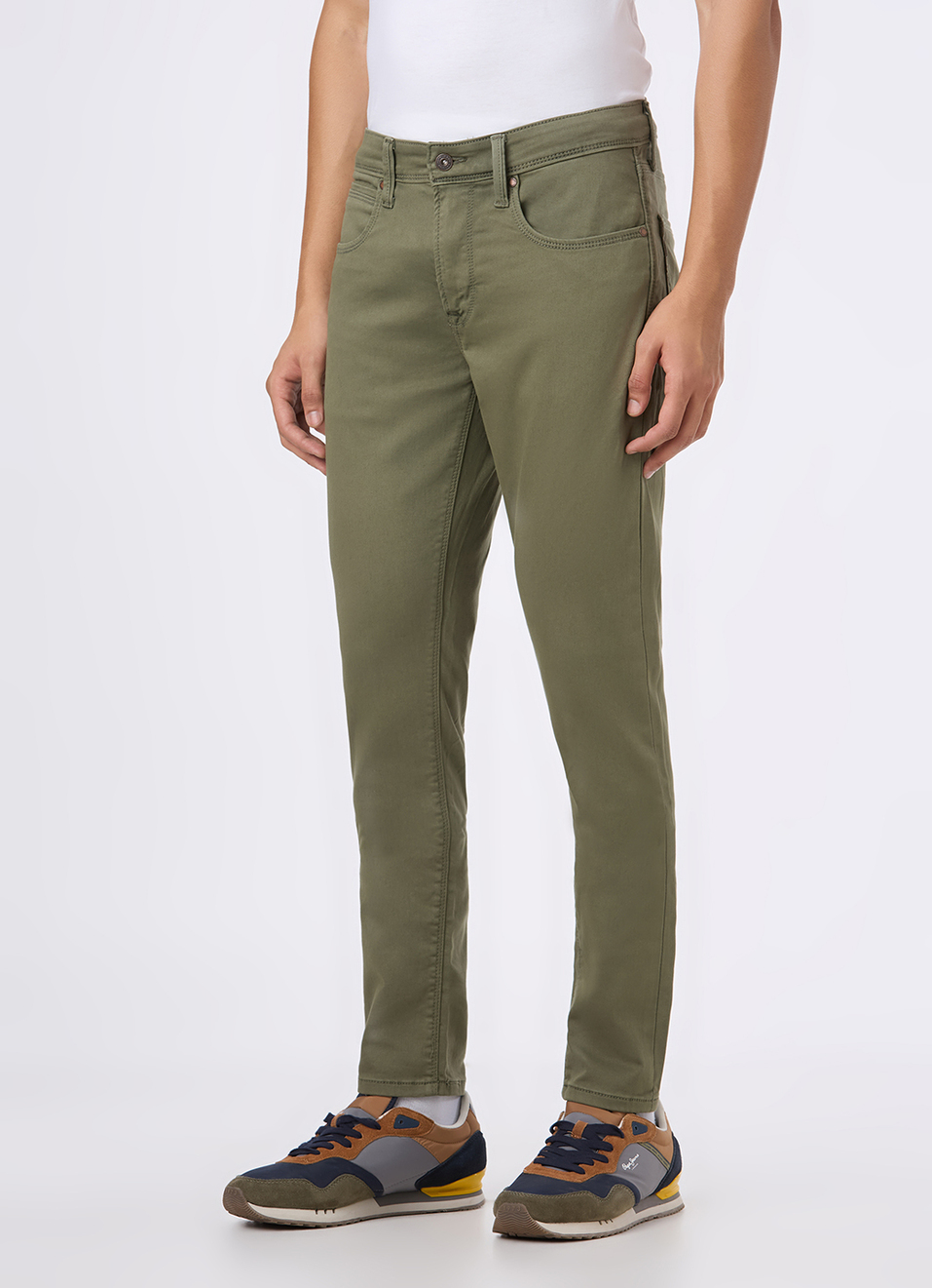 Men Olive Mid Rise Slim Fit Gymindigo Jeans, , large image number 5