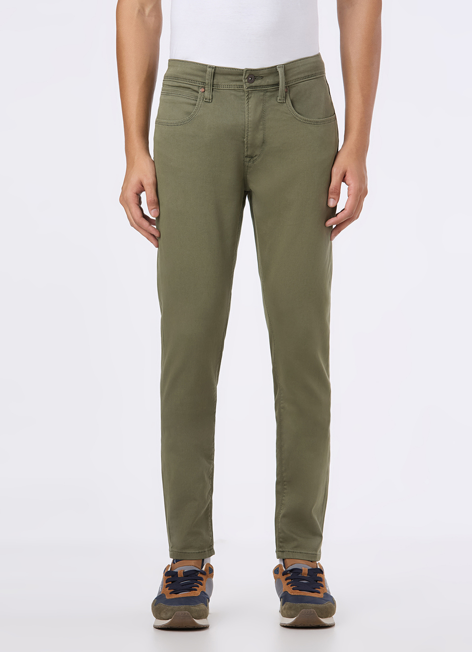 Men Olive Mid Rise Slim Fit Gymindigo Jeans, , large image number 6