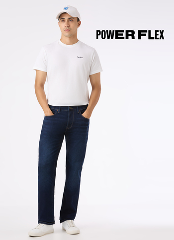 Men Black Mid Rise Straight Fit Powerflex Jeans