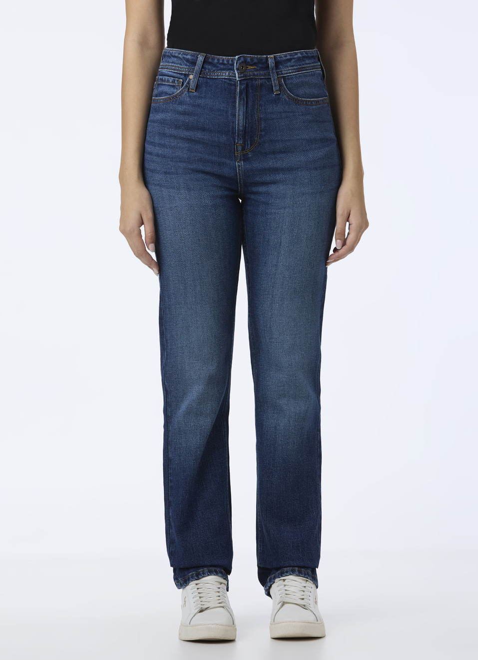 Women Blue High Rise Straight Fit Jeans, , large image number 1