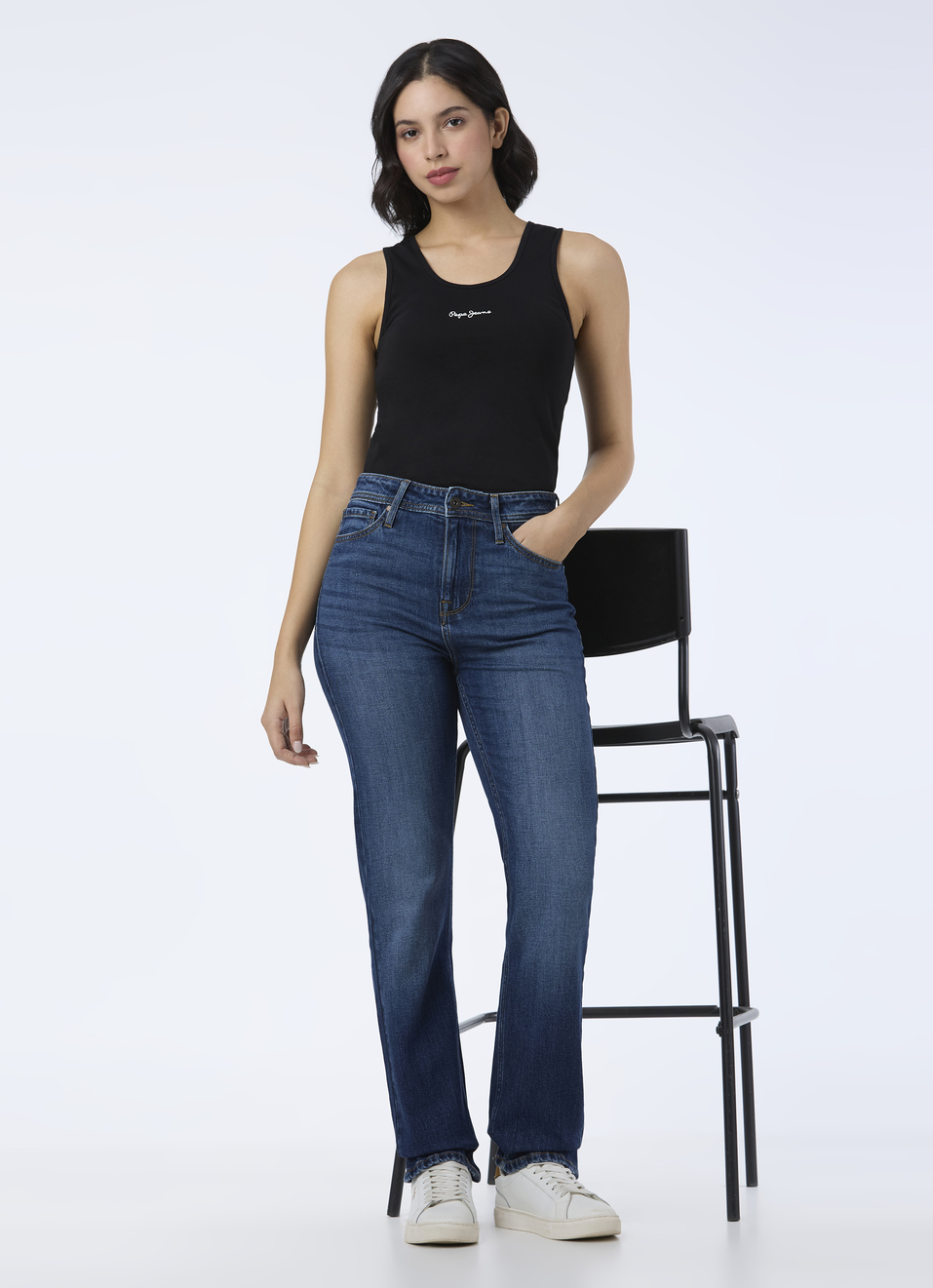 Women Blue High Rise Straight Fit Jeans, , large image number 0