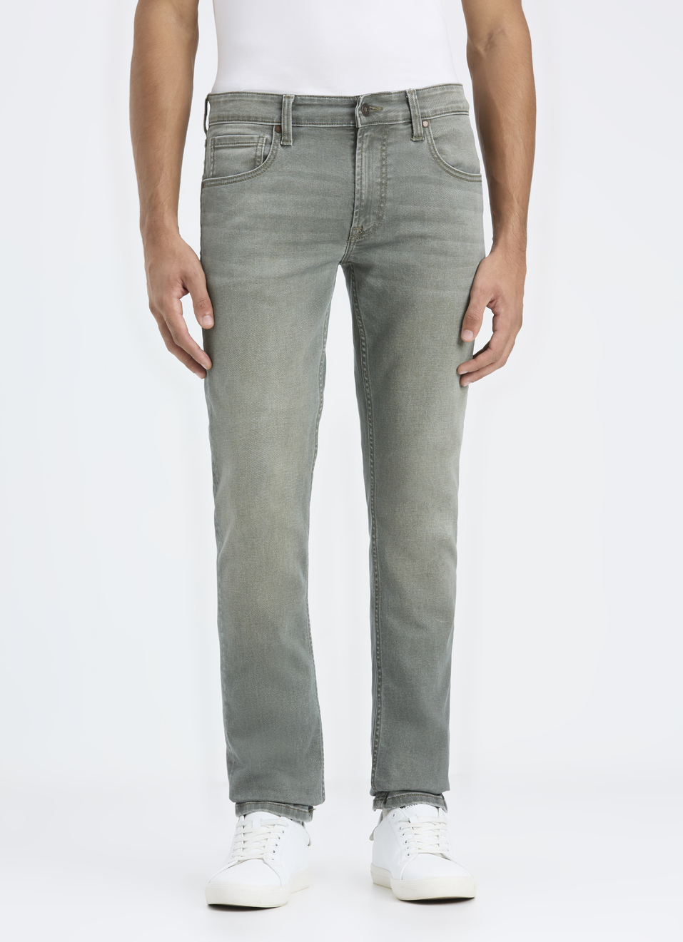 Men Grey Mid Rise Slim Fit Stretchable Jeans, , large image number 1