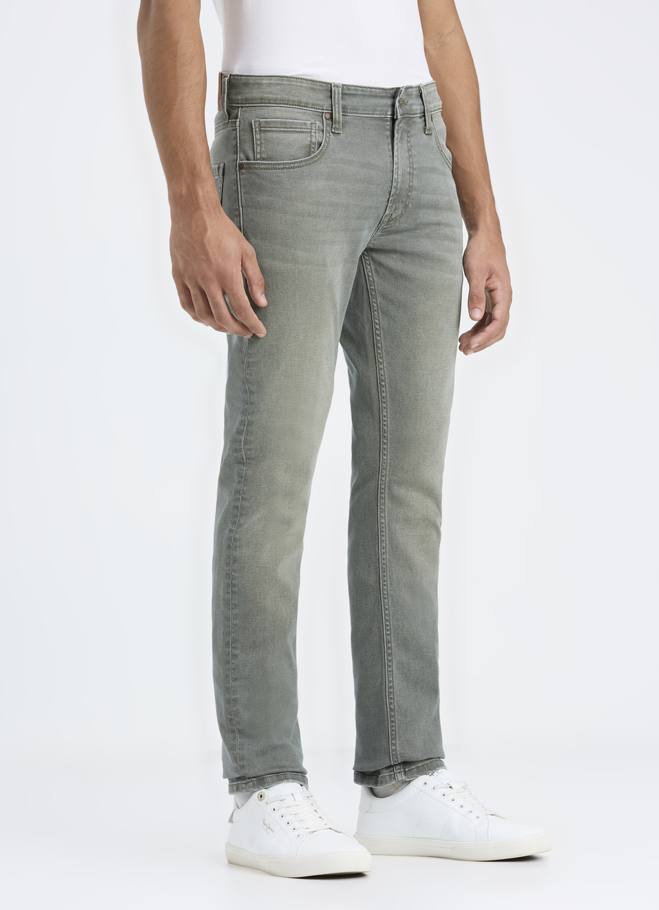 Men Grey Mid Rise Slim Fit Stretchable Jeans, , large image number 3