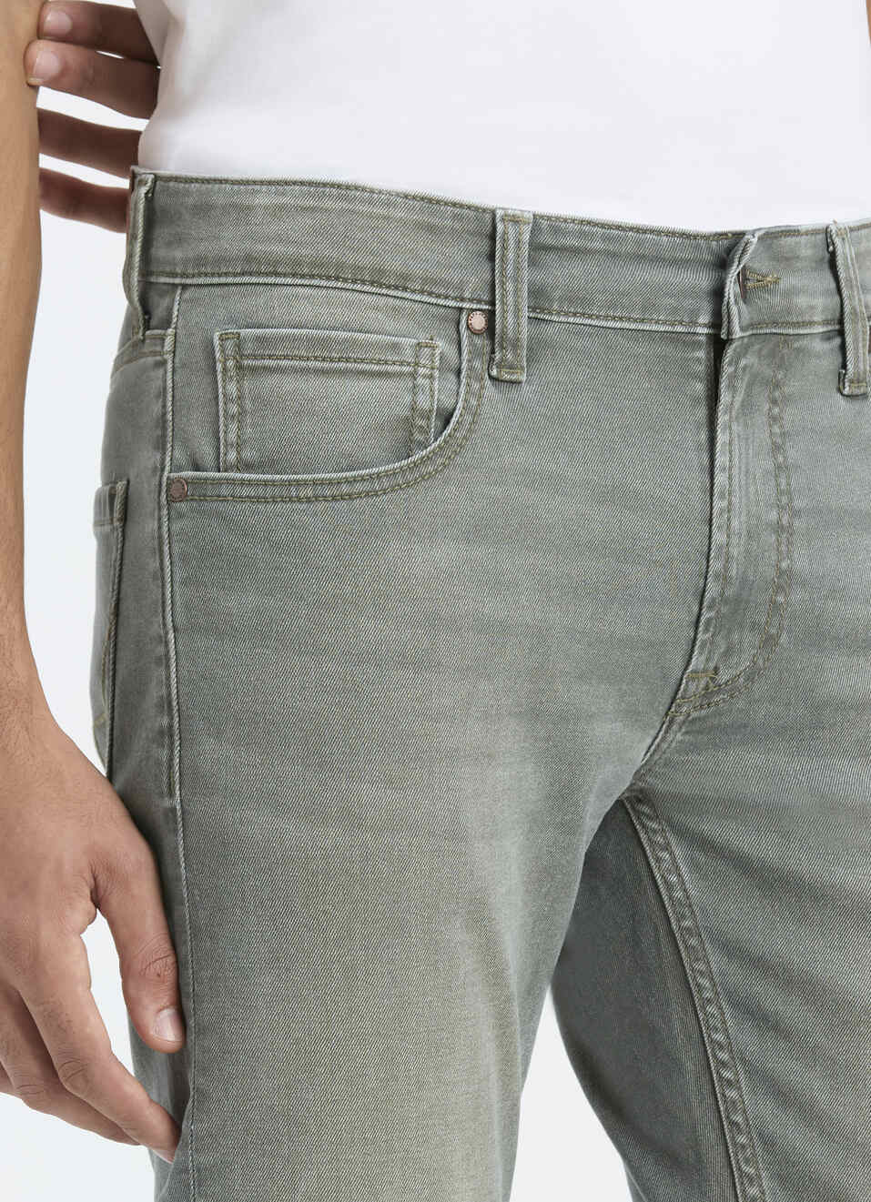 Men Grey Mid Rise Slim Fit Stretchable Jeans, , large image number 4