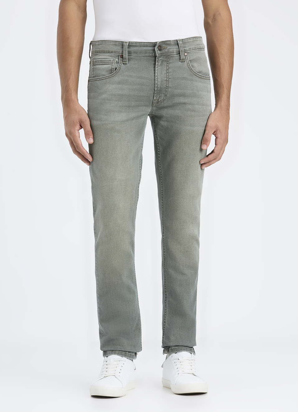 Men Grey Mid Rise Slim Fit Stretchable Jeans, , large image number 5