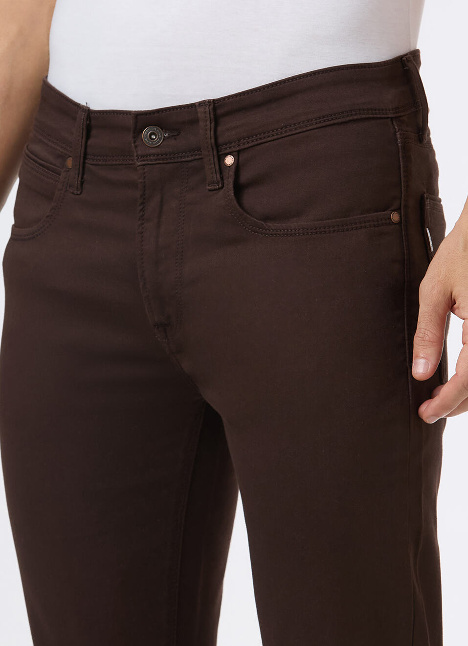 Men Brown Mid Rise Slim Fit Gymindigo Jeans, , large image number 3