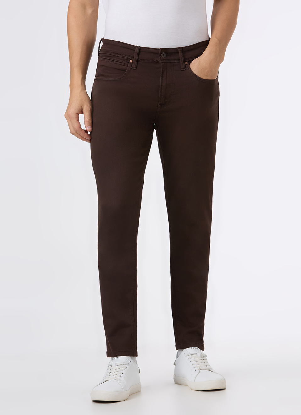 Men Brown Mid Rise Slim Fit Gymindigo Jeans, , large image number 4