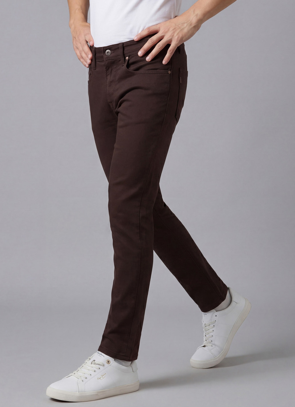 Men Brown Mid Rise Slim Fit Gymindigo Jeans, , large image number 0