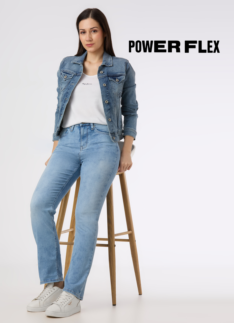 Women Light Blue High Rise Straight Fit Powerflex Jeans, , large image number 0