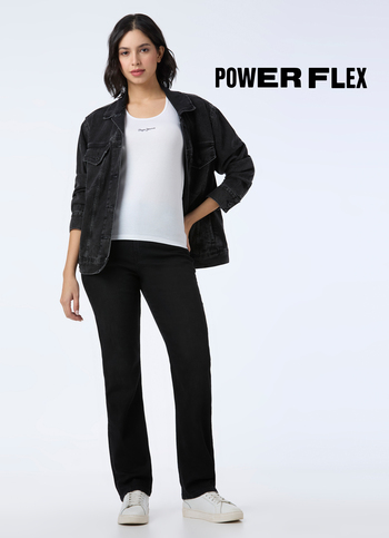 Women Black High Rise Straight Fit Powerflex Jeans