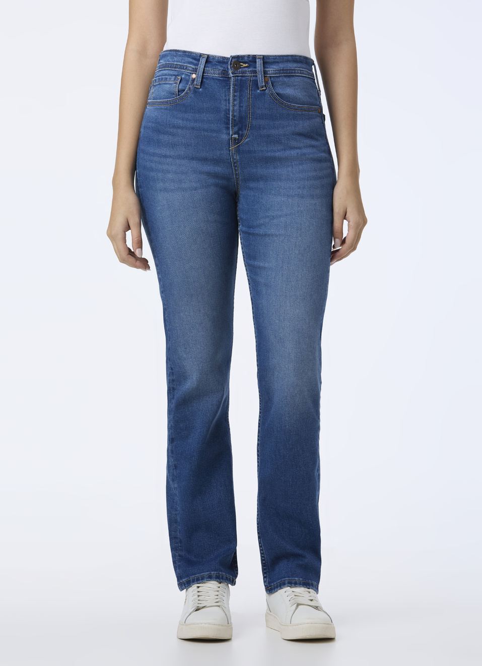 Women Blue High Rise Straight Fit Powerflex Jeans, , large image number 1