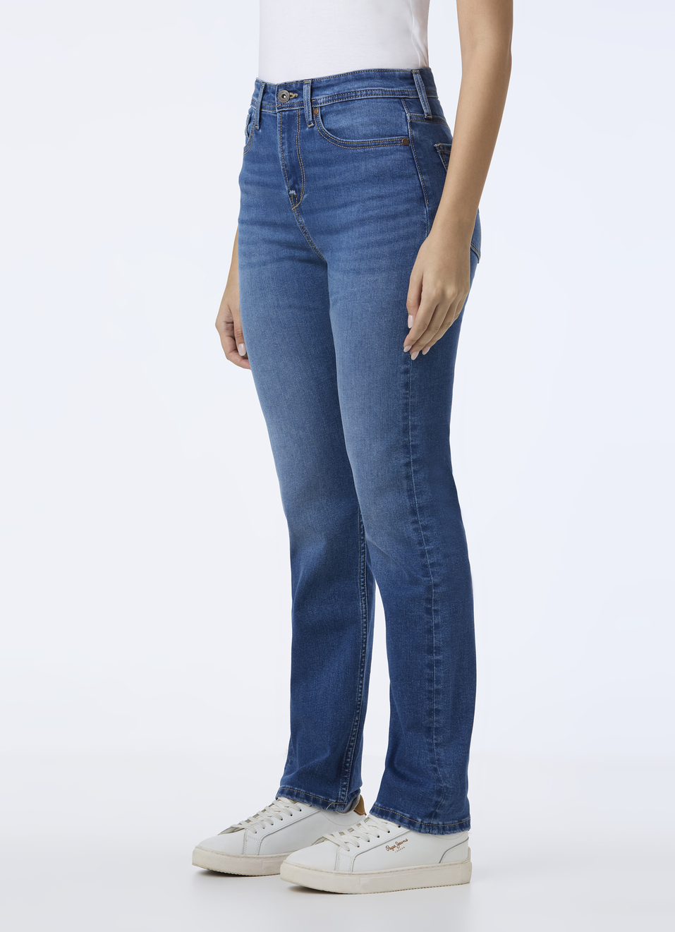 Women Blue High Rise Straight Fit Powerflex Jeans, , large image number 3
