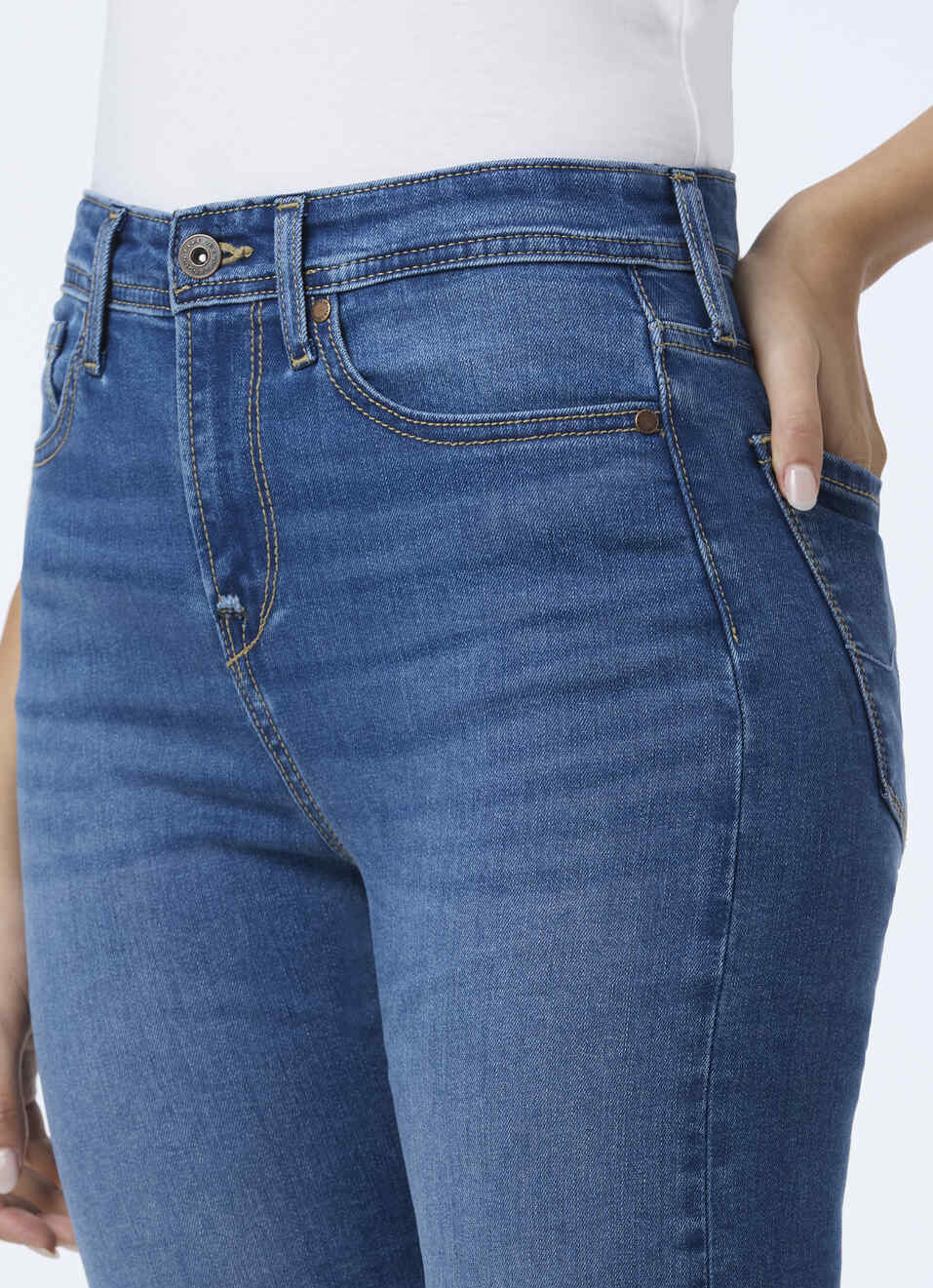 Women Blue High Rise Straight Fit Powerflex Jeans, , large image number 4