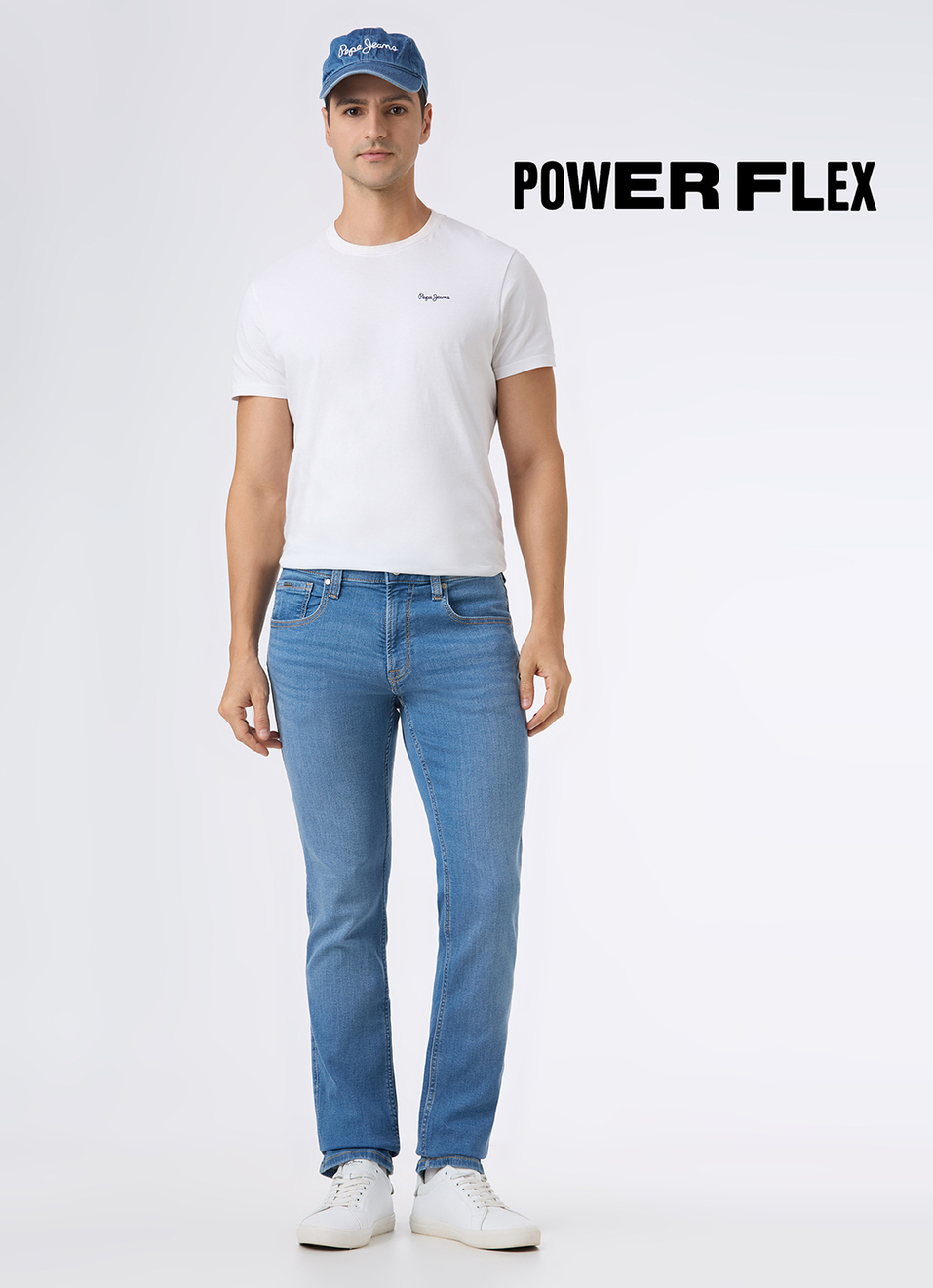 Men Blue Mid Rise Straight Fit Powerflex Jeans, , large image number 1