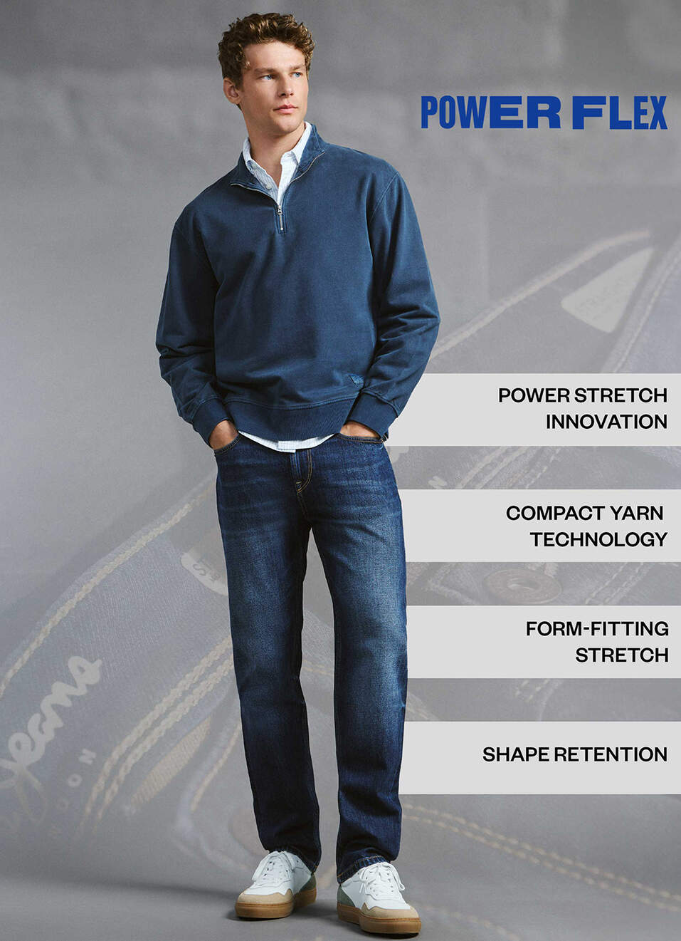Men Blue Mid Rise Straight Fit Powerflex Jeans, , large image number 5
