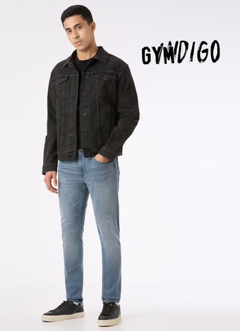 Men Blue Mid Rise Slim Fit Gymindigo Jeans