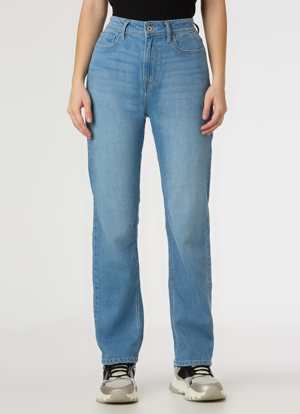 Women Light Blue High Rise Straight Fit Stretchable Jeans, , large image number 1