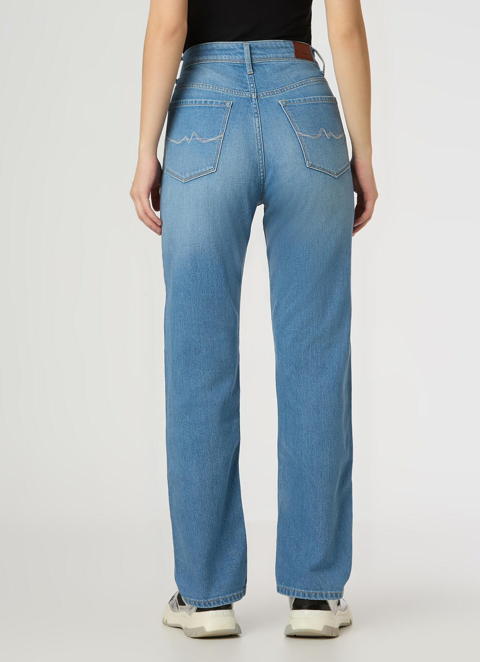 Women Light Blue High Rise Straight Fit Stretchable Jeans, , large image number 2