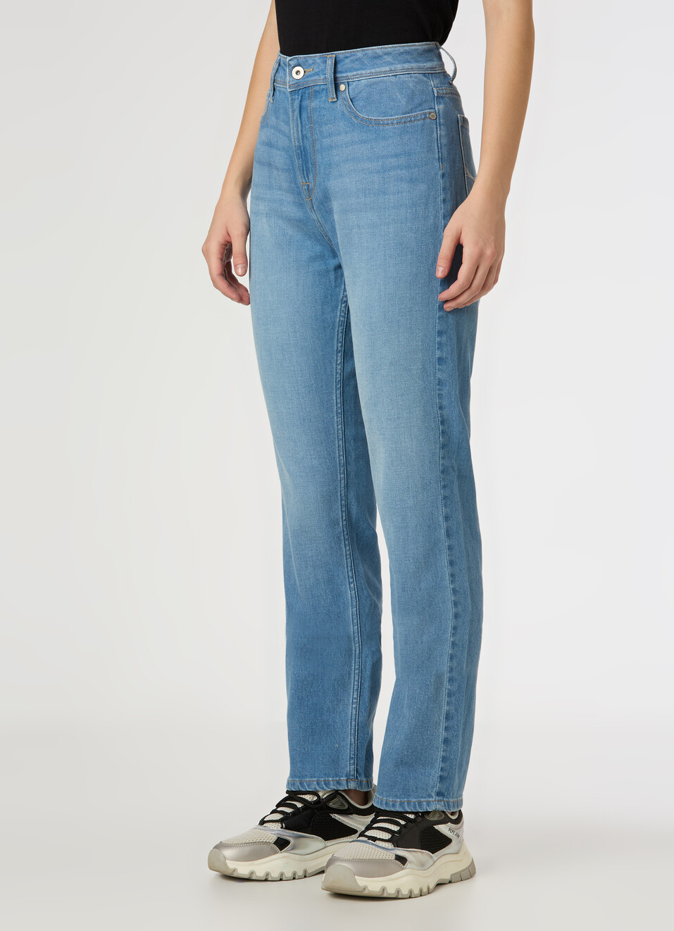 Women Light Blue High Rise Straight Fit Stretchable Jeans, , large image number 3