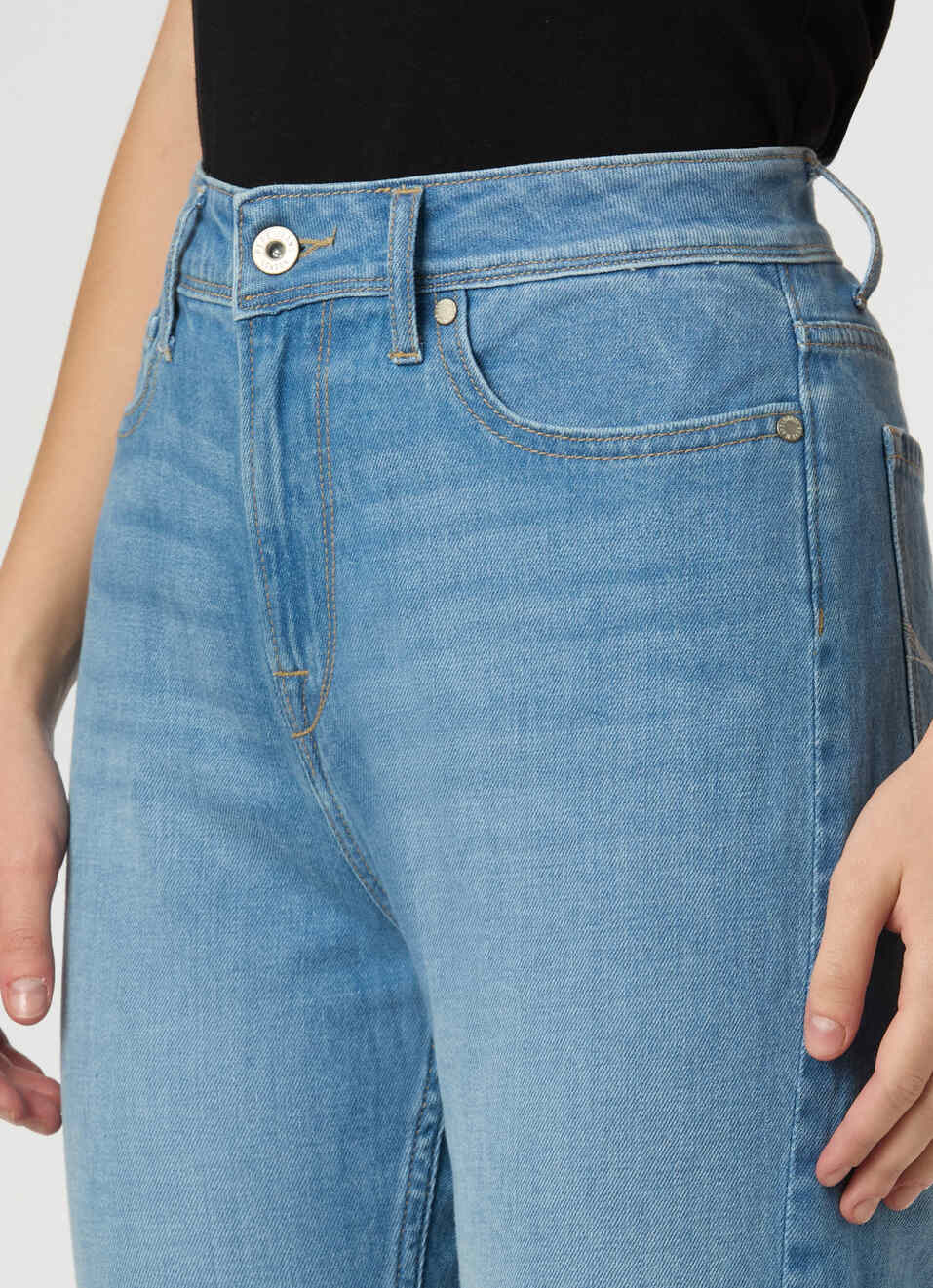 Women Light Blue High Rise Straight Fit Stretchable Jeans, , large image number 4