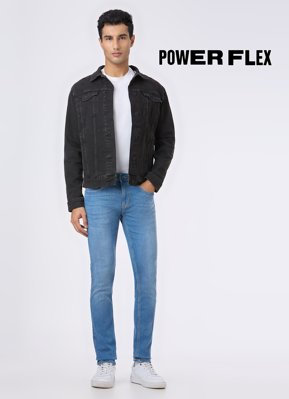 Men Blue Mid Rise Slim Fit Powerflex Jeans, , large image number 3