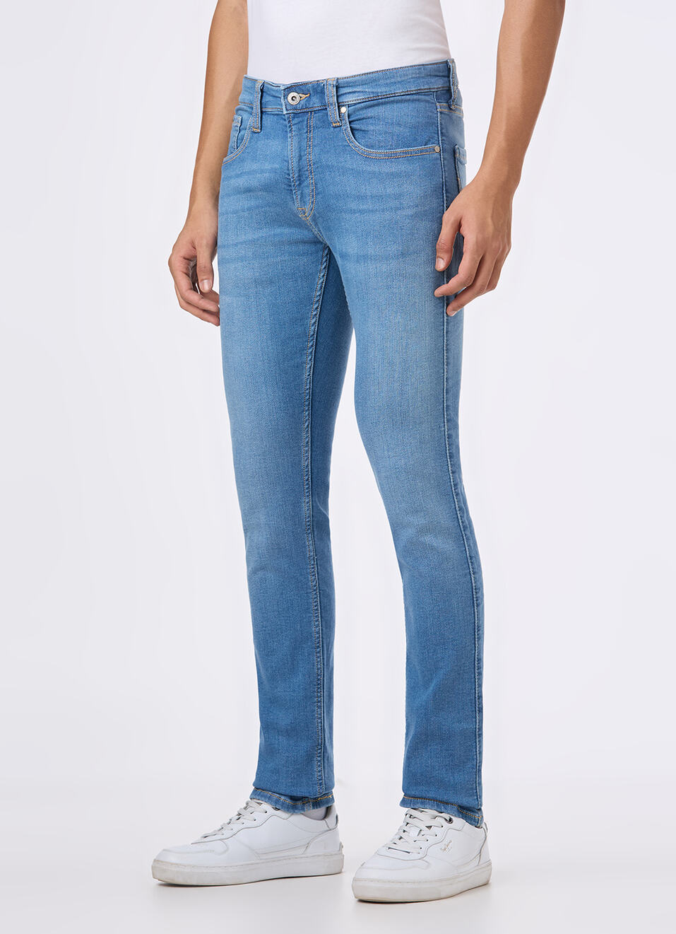 Men Blue Mid Rise Slim Fit Powerflex Jeans, , large image number 6