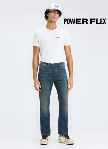 Men Blue Washed Straight Fit Stretchable Jeans