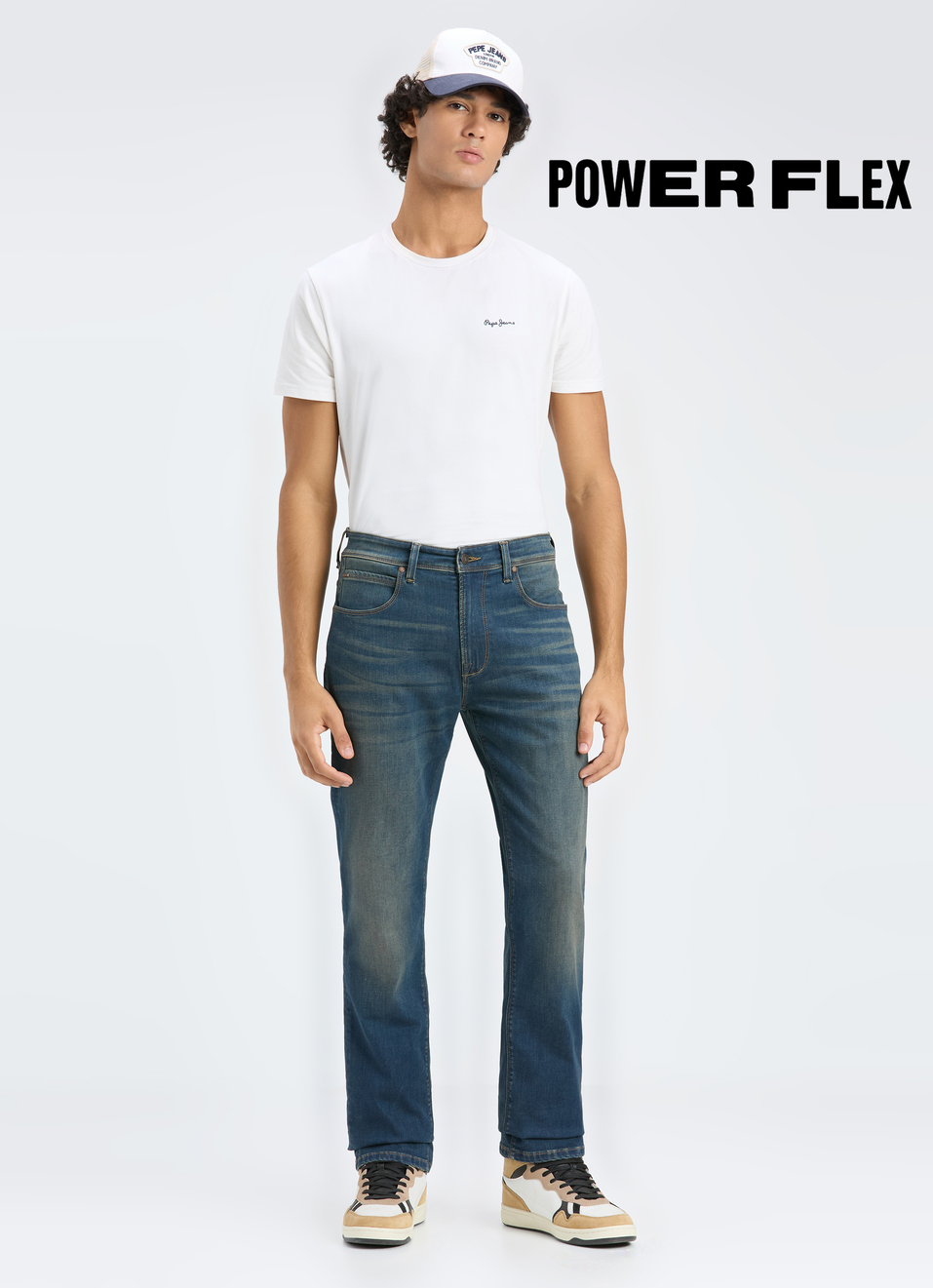 Men Blue Washed Straight Fit Stretchable Jeans, , large image number 0