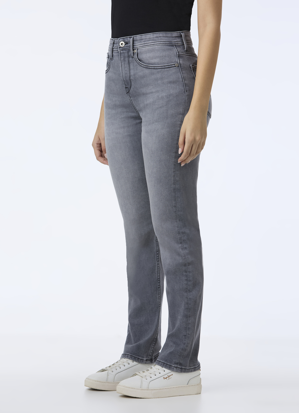 Women Grey High Rise Straight Fit Powerflex Jeans, , large image number 3