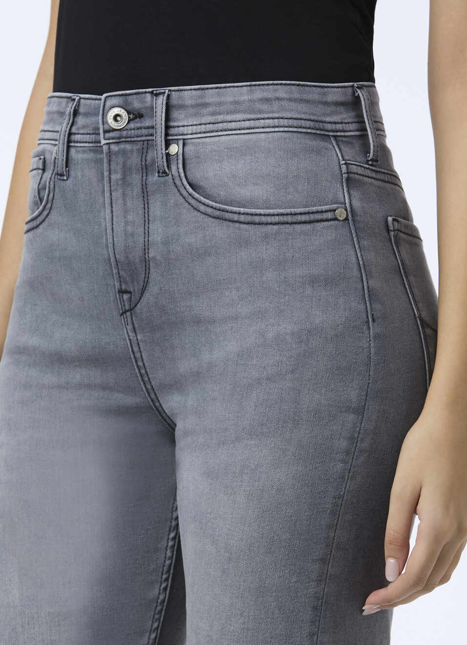 Women Grey High Rise Straight Fit Powerflex Jeans, , large image number 4