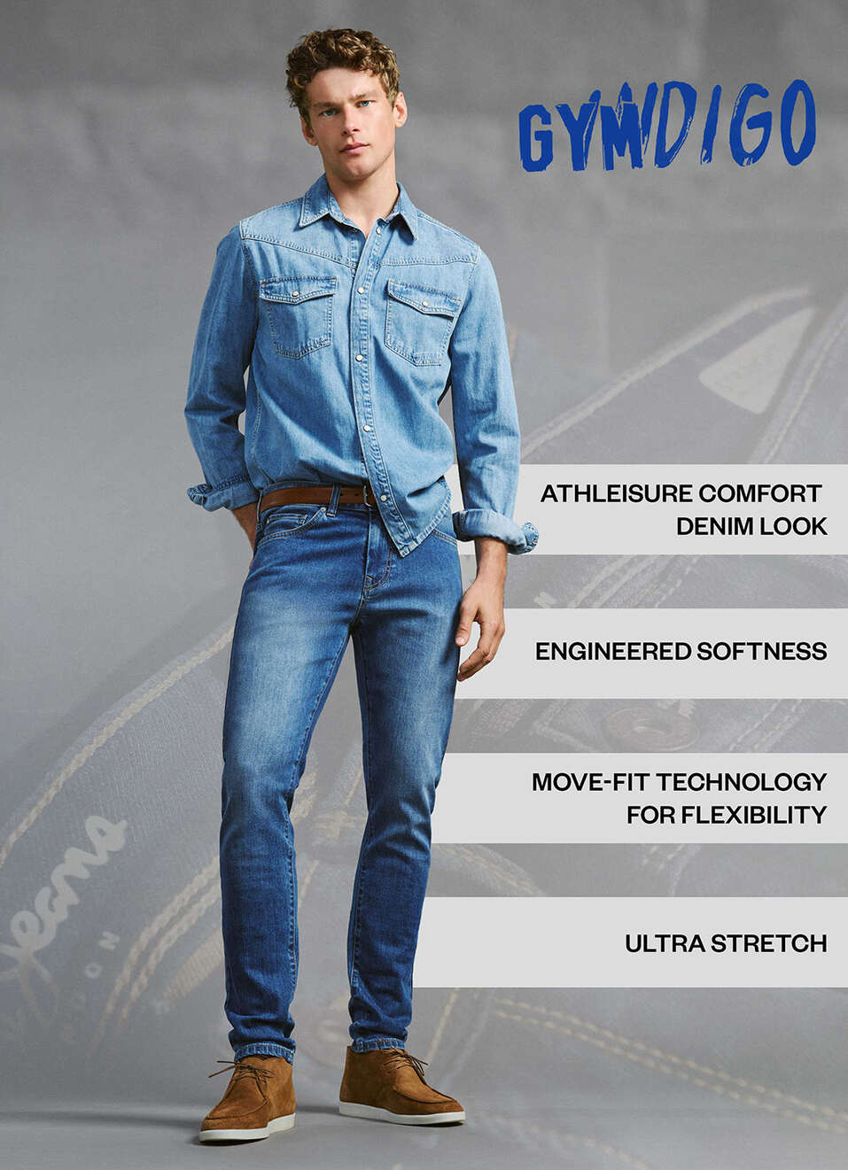 Men Grey Mid Rise Straight Fit Gymindigo Jeans, , large image number 5