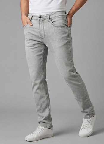 Men Grey Mid Rise Straight Fit Gymindigo Jeans