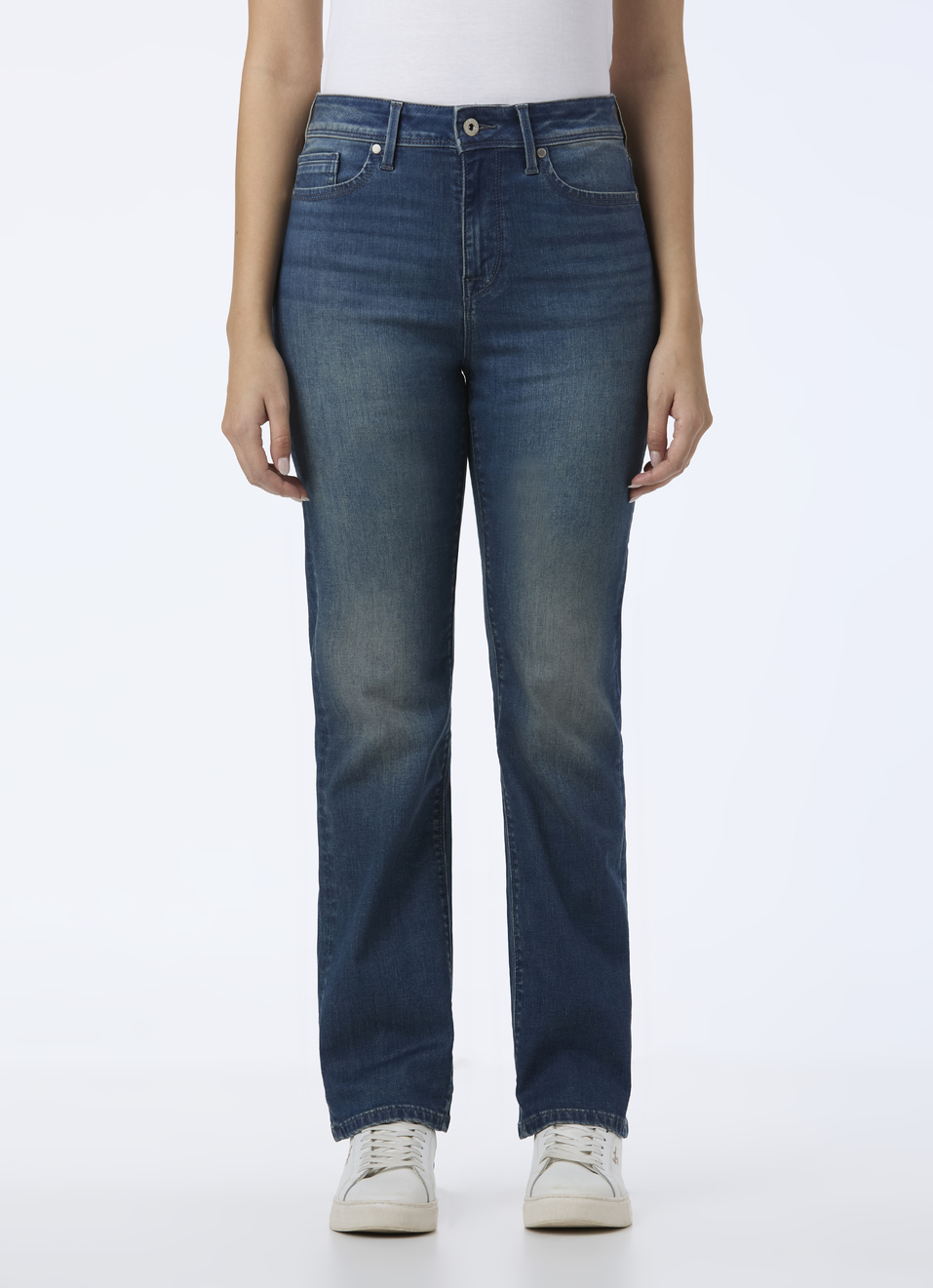 Women Blue High Rise Straight Fit Powerflex Jeans, , large image number 1