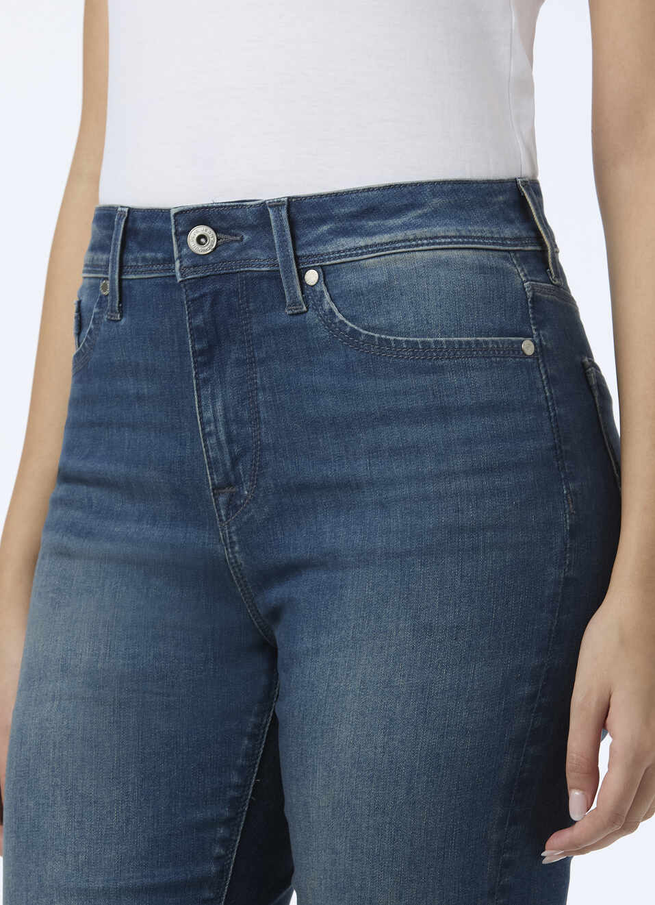 Women Blue High Rise Straight Fit Powerflex Jeans, , large image number 4