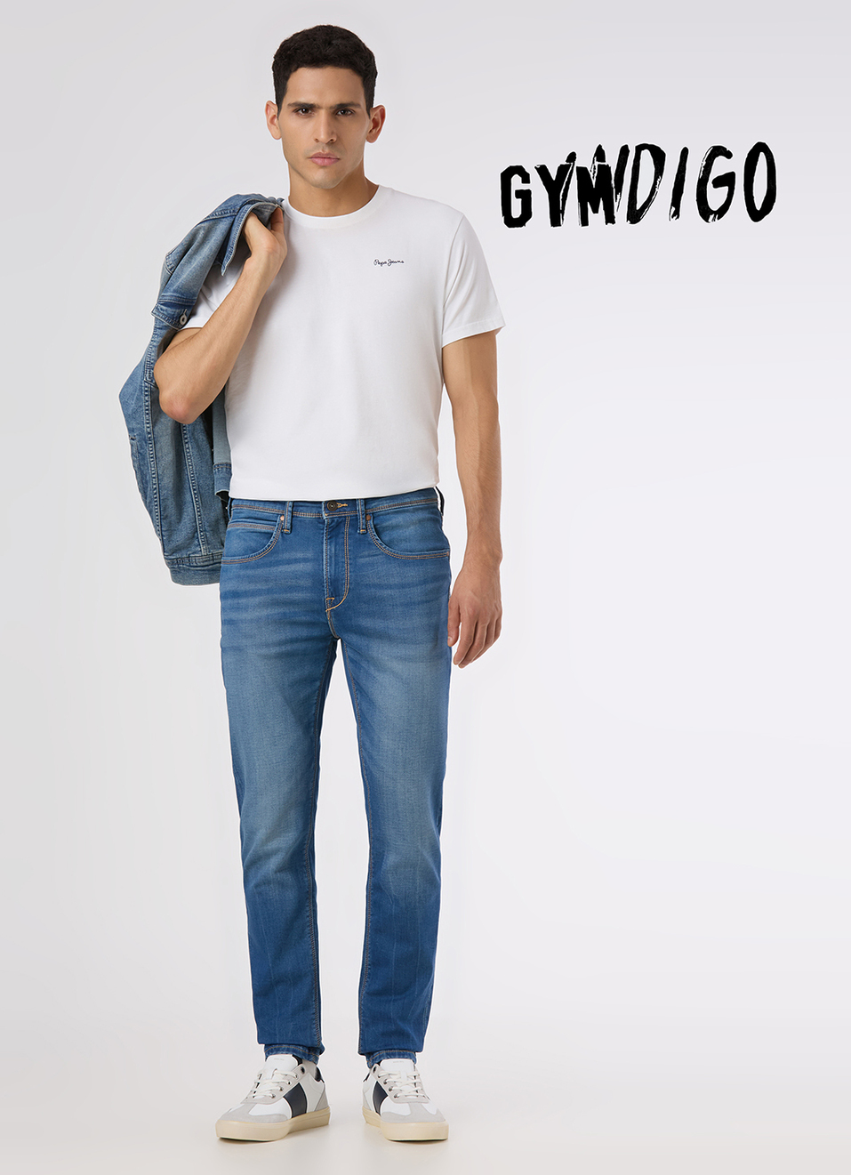 Men Blue Mid Rise Slim Fit Gymindigo Jeans, , large image number 1